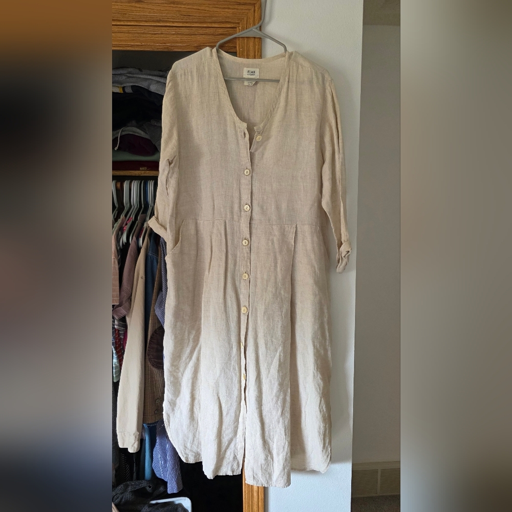 Flax Cream Button-Down Dress